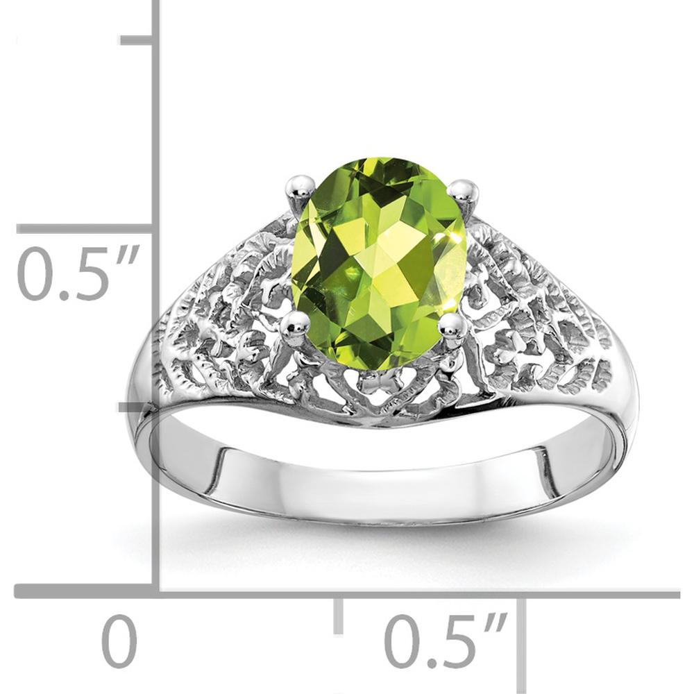 14K White Gold Oval Peridot Ring - 1.3 Carat Total Peridot Weight by Monteluci Fine Jewelry