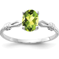 14K White Gold Oval Peridot Ring with Faceted Cut - 0.850 Carat Total Peridot Weight by Monteluci Fine Jewelry