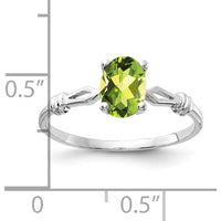 14K White Gold Oval Peridot Ring with Faceted Cut - 0.850 Carat Total Peridot Weight by Monteluci Fine Jewelry