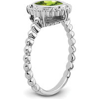 14K White Gold Oval Peridot Ring with Milgrain Detail - 1.28 Carat Natural Peridot by 0
