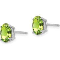 14K White Gold Oval Peridot Stud Earrings - 1.30 Carat Total Gem Weight by Monteluci Fine Jewelry