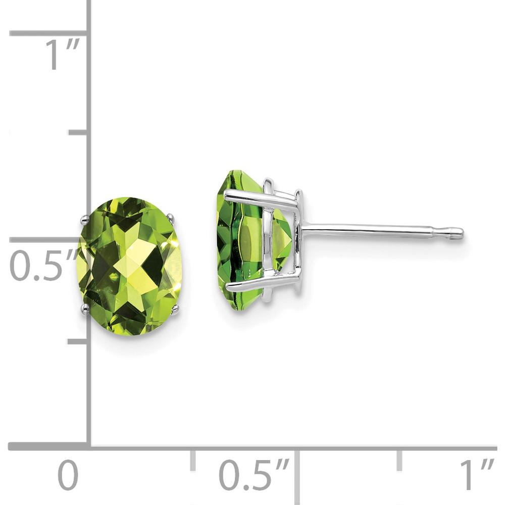 14K White Gold Oval Peridot Stud Earrings - 1.30 Carat Total Gem Weight by Monteluci Fine Jewelry