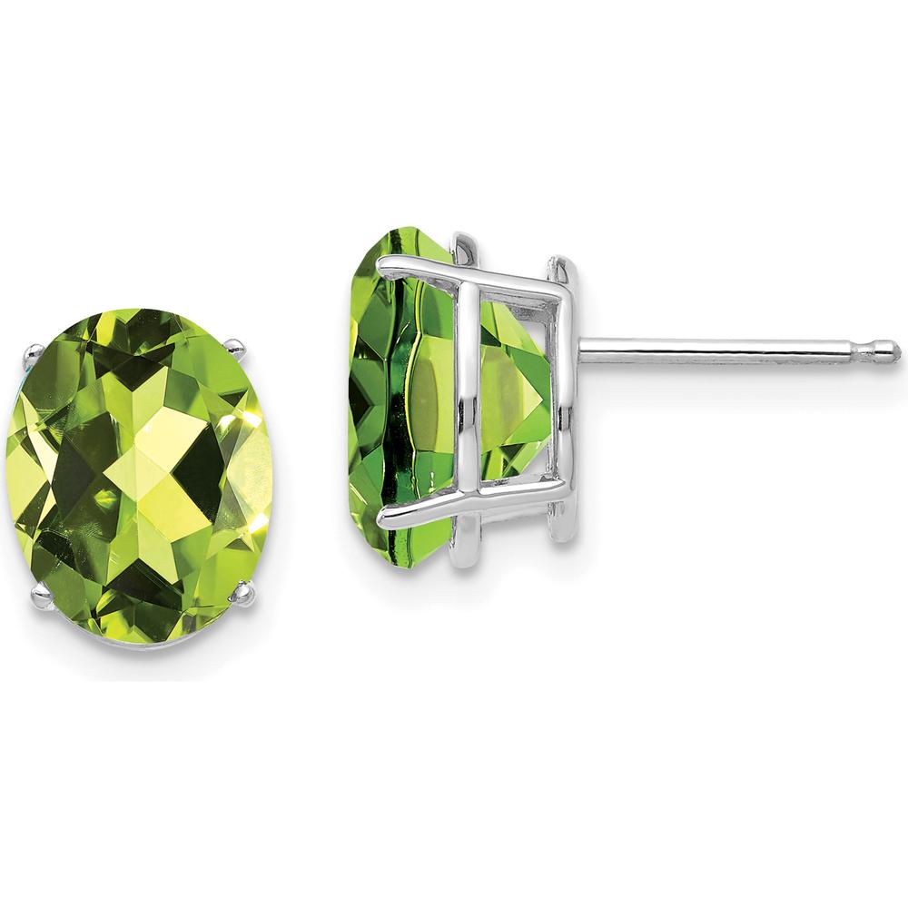 14K White Gold Oval Peridot Stud Earrings - 2.8 Carat Total Peridot Weight by Monteluci Fine Jewelry
