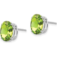 14K White Gold Oval Peridot Stud Earrings - 2.8 Carat Total Peridot Weight by Monteluci Fine Jewelry