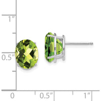 14K White Gold Oval Peridot Stud Earrings - 2.8 Carat Total Peridot Weight by Monteluci Fine Jewelry