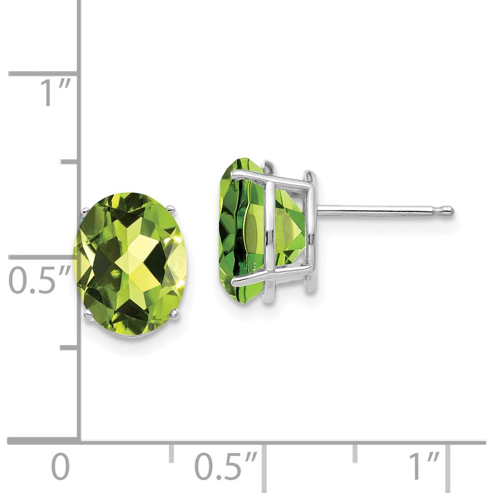 14K White Gold Oval Peridot Stud Earrings - 2.8 Carat Total Peridot Weight by Monteluci Fine Jewelry