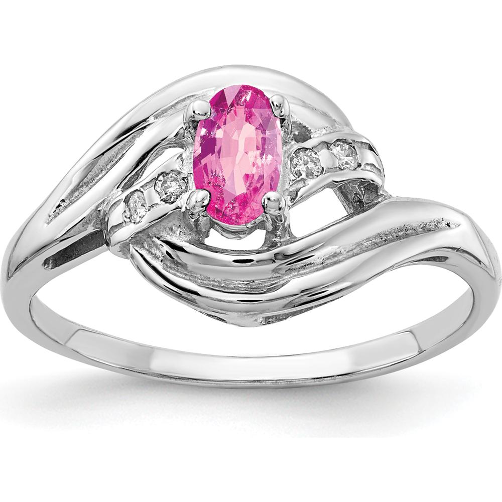 14K White Gold Oval Pink Sapphire and Diamond Ring - 0.32 Carat Total Sapphire Weight by Monteluci Fine Jewelry