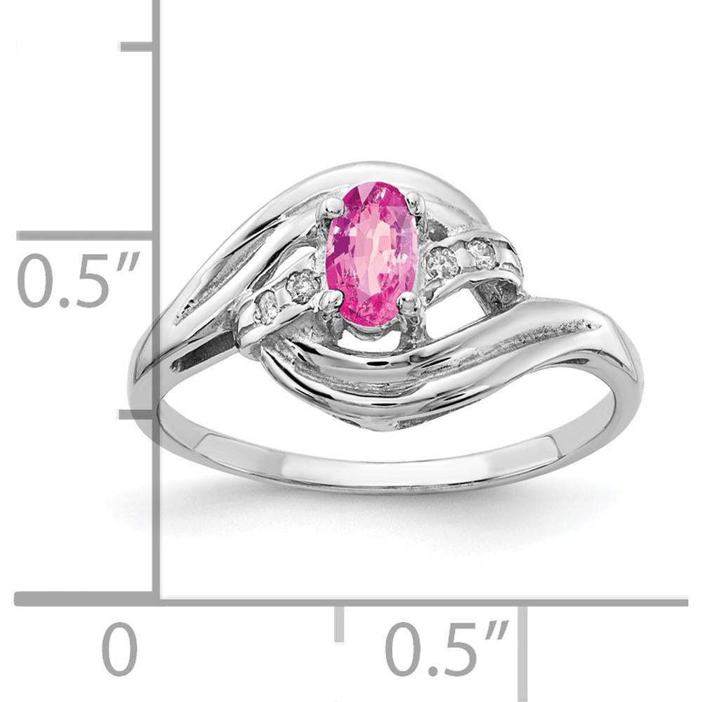 14K White Gold Oval Pink Sapphire and Diamond Ring - 0.32 Carat Total Sapphire Weight by Monteluci Fine Jewelry