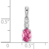 14K White Gold Oval Pink Tourmaline and Diamond Pendant - 0.75 Carat Total Pink Tourmaline Weight by Oro Pregiato