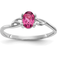 14K White Gold Oval Pink Tourmaline Ring - 0.26 Carat Natural Gemstone by Oro Pregiato