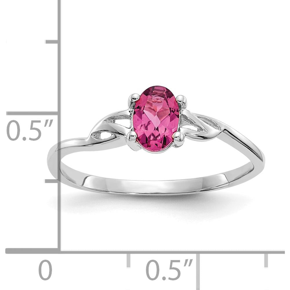 14K White Gold Oval Pink Tourmaline Ring - 0.26 Carat Natural Gemstone by Oro Pregiato