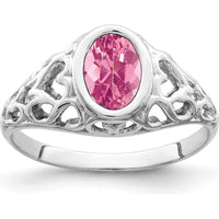 14K White Gold Oval Pink Tourmaline Ring - 0.7 Carat Total Pink Tourmaline Weight by Monteluci Fine Jewelry