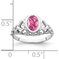 14K White Gold Oval Pink Tourmaline Ring - 0.7 Carat Total Pink Tourmaline Weight by Monteluci Fine Jewelry