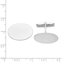 14K White Gold Oval Polished Engravable Men's Cuff Links with Rhodium Finish by Oro Pregiato