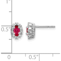 14K White Gold Oval Ruby and Diamond Halo Earrings - 0.33 Carat Total Ruby Weight by Monteluci Fine Jewelry