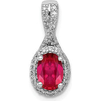 14K White Gold Oval Ruby and Diamond Halo Pendant with 1.08 Carat Ruby and 0.31 Carat Total Diamond Weight by Lumare Gioia