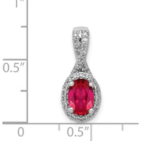 14K White Gold Oval Ruby and Diamond Halo Pendant with 1.08 Carat Ruby and 0.31 Carat Total Diamond Weight by Lumare Gioia