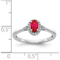 14K White Gold Oval Ruby and Diamond Halo Ring - 0.6 Carat Ruby, 0.16 Carat Total Diamond Weight by 0