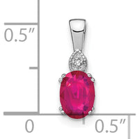 14K White Gold Oval Ruby and Diamond Pendant - 0.75 Carat Total Ruby Weight by Lumare Gioia