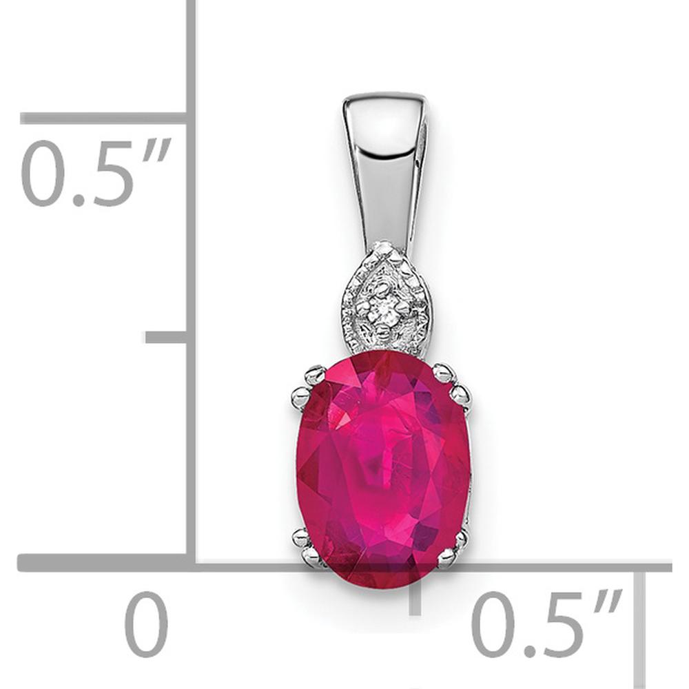14K White Gold Oval Ruby and Diamond Pendant - 0.75 Carat Total Ruby Weight by Lumare Gioia