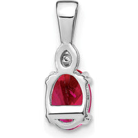 14K White Gold Oval Ruby and Diamond Pendant - 0.75 Carat Total Ruby Weight by Lumare Gioia