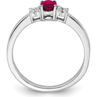 14K White Gold Oval Ruby and Diamond Ring - 0.35 Carat Ruby, 0.08 Carat Total Diamond Weight by 0