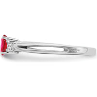 14K White Gold Oval Ruby and Diamond Ring - 0.35 Carat Ruby, 0.08 Carat Total Diamond Weight by 0