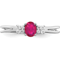 14K White Gold Oval Ruby and Diamond Ring - 0.35 Carat Ruby, 0.08 Carat Total Diamond Weight by 0