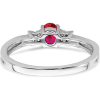 14K White Gold Oval Ruby and Diamond Ring - 0.35 Carat Ruby, 0.08 Carat Total Diamond Weight by 0