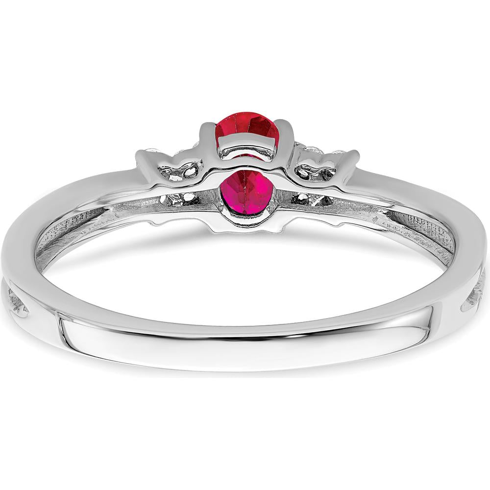 14K White Gold Oval Ruby and Diamond Ring - 0.35 Carat Ruby, 0.08 Carat Total Diamond Weight by 0