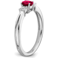 14K White Gold Oval Ruby and Diamond Ring - 0.35 Carat Ruby, 0.08 Carat Total Diamond Weight by 0