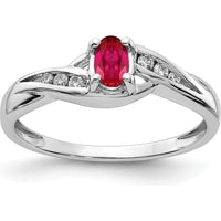 14K White Gold Oval Ruby and Diamond Ring - 0.6 Carat Ruby, 0.025 Carat Diamond by 0