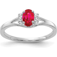 14K White Gold Oval Ruby and Diamond Ring - 0.60 Carat Ruby, 0.07 Carat Diamond by 0