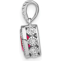 14K White Gold Oval Ruby and Round Diamond Pendant - 0.6 Carat Ruby, 0.03 Carat Total Diamond Weight by Lumare Gioia