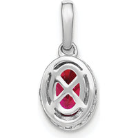 14K White Gold Oval Ruby and Round Diamond Pendant - 0.6 Carat Ruby, 0.03 Carat Total Diamond Weight by Lumare Gioia