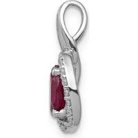 14K White Gold Oval Ruby Pendant with Diamond Halo - 0.86 Carat Ruby, 0.02 Carat Diamonds by Lumare Gioia