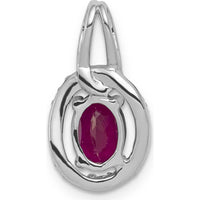 14K White Gold Oval Ruby Pendant with Diamond Halo - 0.86 Carat Ruby, 0.02 Carat Diamonds by Lumare Gioia