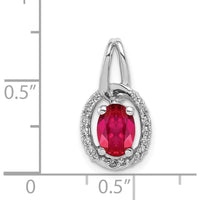 14K White Gold Oval Ruby Pendant with Diamond Halo - 0.86 Carat Ruby, 0.02 Carat Diamonds by Lumare Gioia