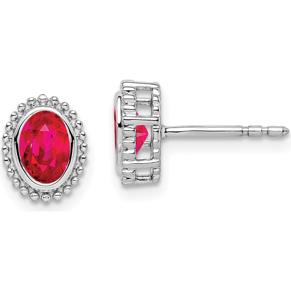 14K White Gold Oval Ruby Post Earrings - 0.32 Carat Total Ruby Weight by Monteluci Fine Jewelry