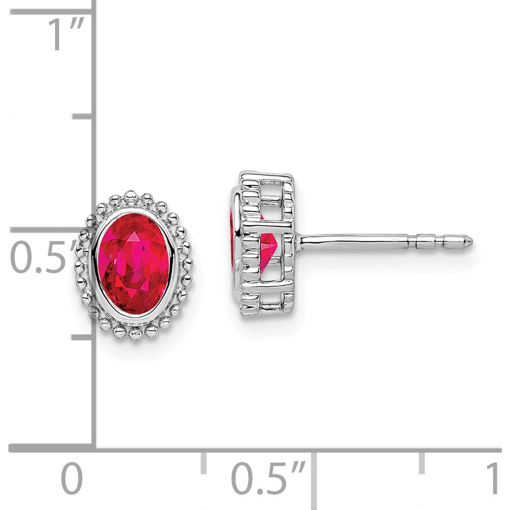 14K White Gold Oval Ruby Post Earrings - 0.32 Carat Total Ruby Weight by Monteluci Fine Jewelry