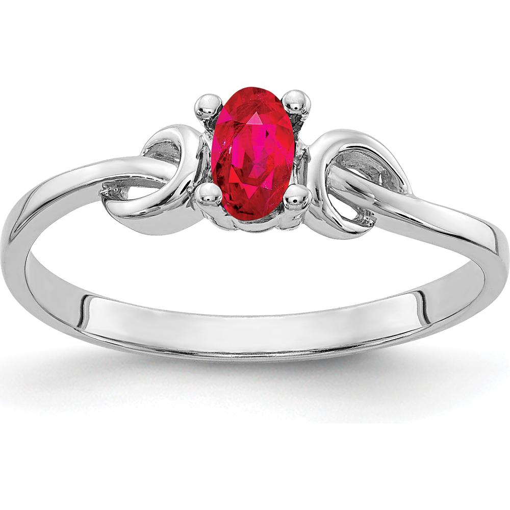 14K White Gold Oval Ruby Ring - 0.32 Carat Natural Faceted Ruby by Monteluci Fine Jewelry