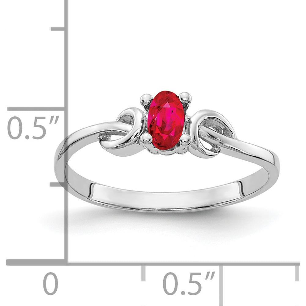 14K White Gold Oval Ruby Ring - 0.32 Carat Natural Faceted Ruby by Monteluci Fine Jewelry