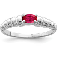 14K White Gold Oval Ruby Ring - 0.32 Carat Total Ruby Weight by Monteluci Fine Jewelry