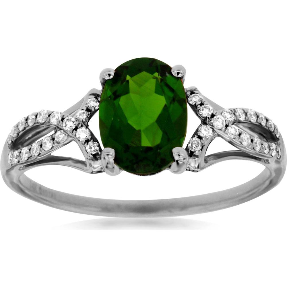 14K White Gold Oval Russalite and Diamond Accent Ring with 1.30 Carat Russalite Center Stone and 0.14 Carat Total Diamond Weight - Royal Jewelry