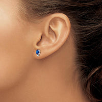 14K White Gold Oval Sapphire and Diamond Earrings - 0.65 Carat Sapphire, 0.04 Carat Total Diamond Weight by Monteluci Fine Jewelry