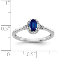 14K White Gold Oval Sapphire and Diamond Halo Ring - 0.60 Carat Total Sapphire Weight, 0.32 Carat Total Diamond Weight by 0