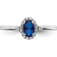 14K White Gold Oval Sapphire and Diamond Halo Ring - 0.60 Carat Total Sapphire Weight, 0.32 Carat Total Diamond Weight by 0
