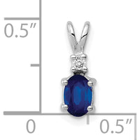 14K White Gold Oval Sapphire and Diamond Pendant - 0.65 Carat Sapphire, 0.02 Carat Diamond by Monteluci Fine Jewelry