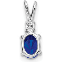 14K White Gold Oval Sapphire and Diamond Pendant - 0.65 Carat Sapphire, 0.02 Carat Diamond by Monteluci Fine Jewelry