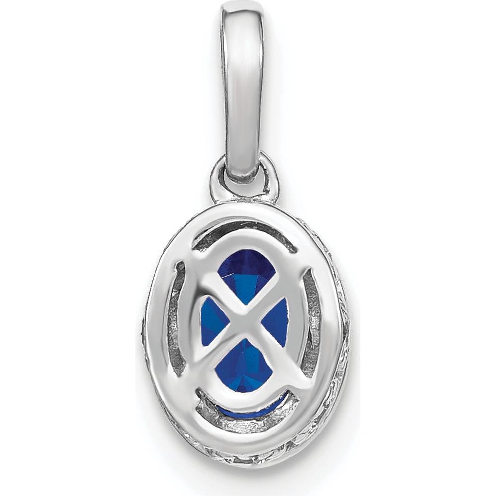 14K White Gold Oval Sapphire and Diamond Pendant with Round Diamonds - 0.6 Carat Total Sapphire Weight and 0.03 Carat Total Diamond Weight by Lumare Gioia